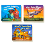 Where Do Diggers, Trains, and Planes Sleep at Night? Board Book Boxed Set (Where Do...Series) - Retail Maharaj