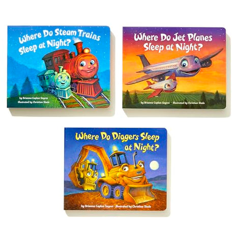Where Do Diggers, Trains, and Planes Sleep at Night? Board Book Boxed Set (Where Do...Series) - Retail Maharaj