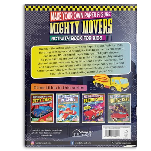 Make Your Own Paper Figure – Mighty Movers (Activity Book for Kids) Cut, Fold & Assemble Your Own Vehicles | Boosts Fine Motor Skills & Creativity | Ages 5–8 | 2+ Hours of Craft Fun - Retail Maharaj