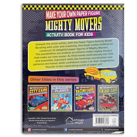 Make Your Own Paper Figure – Mighty Movers (Activity Book for Kids) Cut, Fold & Assemble Your Own Vehicles | Boosts Fine Motor Skills & Creativity | Ages 5–8 | 2+ Hours of Craft Fun - Retail Maharaj