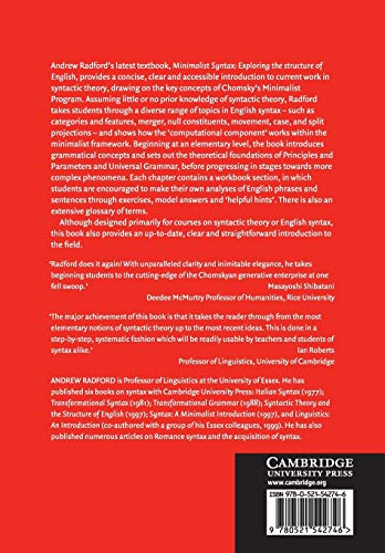 Minimalist Syntax: Exploring the Structure of English (Cambridge Textbooks in Linguistics) - Retail Maharaj
