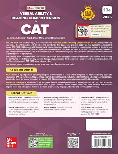 Courseware on Verbal Ability & Reading Comprehension, 13e for CAT 2026 by Arun Sharma | 2500+ Solved Practice Questions | 170+ Problem-solving Author Videos | Solved PYQs (2020-25) | 6 Sectional Tests - Retail Maharaj