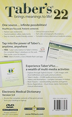 TABER'S CYCLOPEDIC MEDICAL DICTIONARY THUMB INDEX WITH DVD - Retail Maharaj