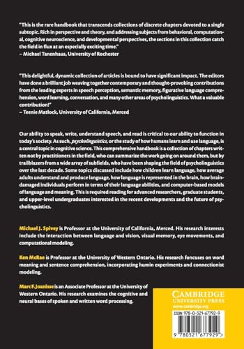 The Cambridge Handbook of Psycholinguistics (Cambridge Handbooks in Psychology) - Retail Maharaj