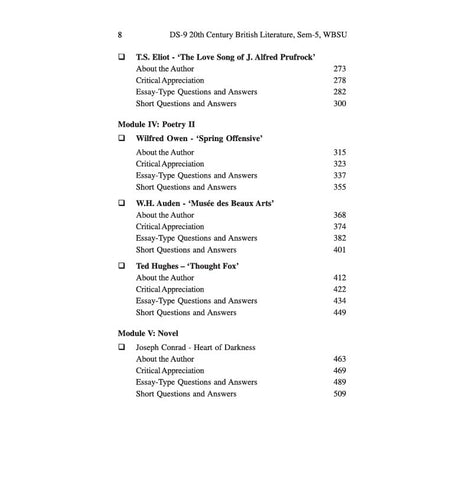 20th Century British Literature DS 9 ENGDSC509T, Sem-5, WBSU: Text with Guide (English Version) - Retail Maharaj