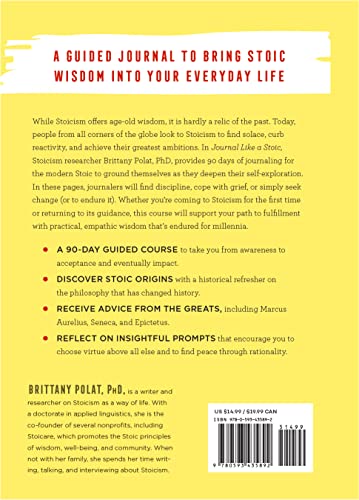 Journal Like a Stoic: A 90-Day Stoicism Program to Live with Greater Acceptance, Less Judgment, and Deeper Intentionality (Includes Teachings of Marcus Aurelius) - Retail Maharaj