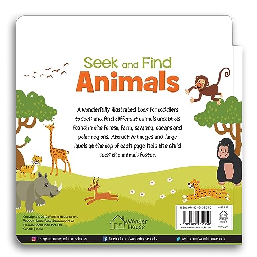 Seek And Find - Animals : Early Learning Board Books With Tabs - Retail Maharaj