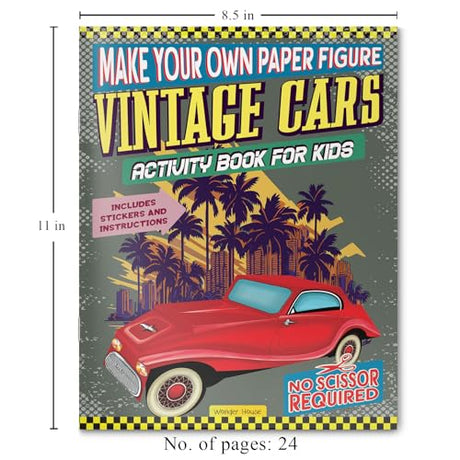 Make Your Own Paper Figures – Vintage Cars Cut, Fold & Assemble Classic Car Models | Ages 6–10 | DIY Craft Kit with 2+ Hours of Creative Fun - Retail Maharaj