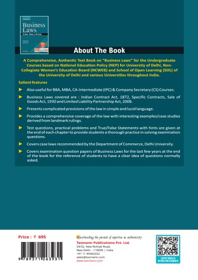 Taxmann's Business Laws [UGCF | NEP] – Simplifies Commercial Laws (Contract, Sale of Goods, LLP)—through Amendments | Illustrations | Exam-focused Exercises - Retail Maharaj