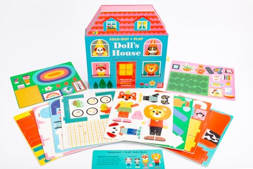 Fold-Out + Play: Doll's House: Build your own 3D house with interactive play pieces and stickers - Retail Maharaj