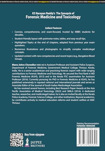 KS NARAYAN REDDY'S THE SYNOPSIS OF FORENSIC MEDICINE & TOXICOLOGY - Retail Maharaj