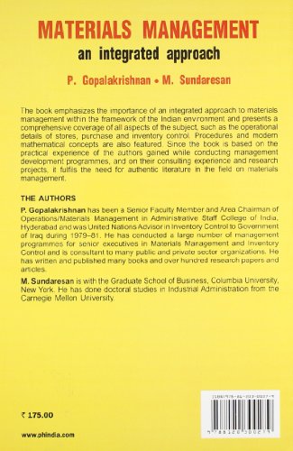 MATERIALS MANAGEMENT: AN INTEGRATED APPROACH 1ST EDITION - Retail Maharaj