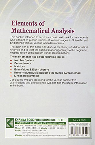 Elements of Mathematical Analysis - Retail Maharaj