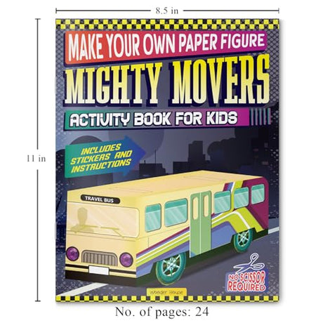 Make Your Own Paper Figure – Mighty Movers (Activity Book for Kids) Cut, Fold & Assemble Your Own Vehicles | Boosts Fine Motor Skills & Creativity | Ages 5–8 | 2+ Hours of Craft Fun - Retail Maharaj