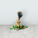 Crawling Krishna With Decoration - 4 x 3.5 Inches | Krishna Alangaram/ Brass Krishna Idol for Pooja/ 100 Gms - Retail Maharaj