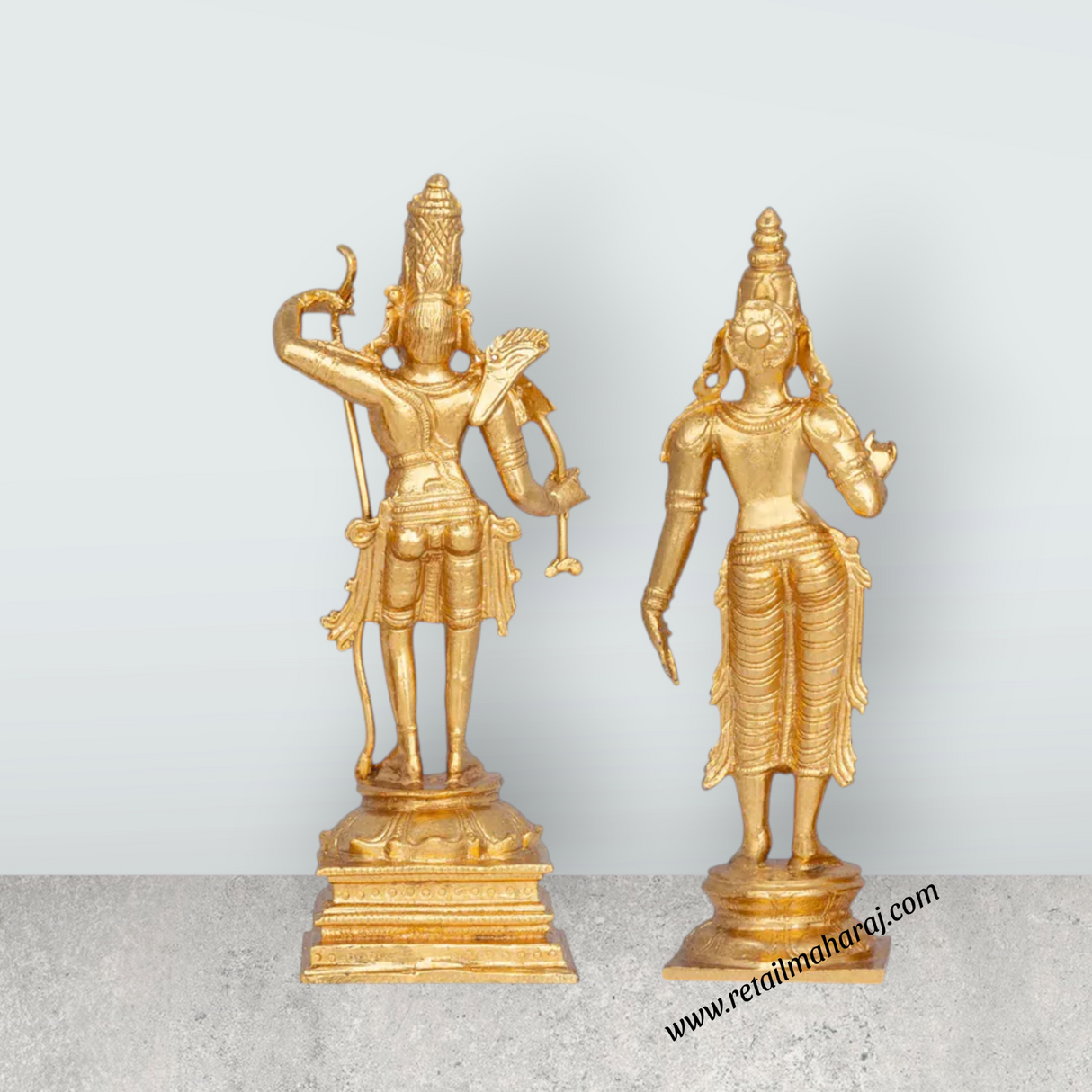 Ram Sita Murti - 7 x 2.5 Inches | Panchaloha Idol / Hindu God Statue Set / Ram Sita Idol For Pooja - Retail Maharaj