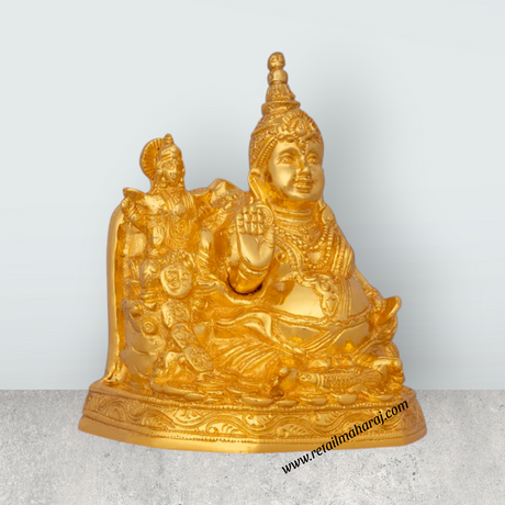 Kubera Lakshmi Statue - 6.5 x 5 Inches | Brass Laxmi Kuber Idol/ Gold Polish Lakshmi Kubera Statue for Pooja - Retail Maharaj