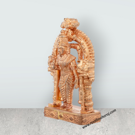 Meenakshi Amman Statue Standing On Base - 3x2 Inches | Panchaloha Statue/ Meenakshi Statue With Arch for Pooja - Retail Maharaj