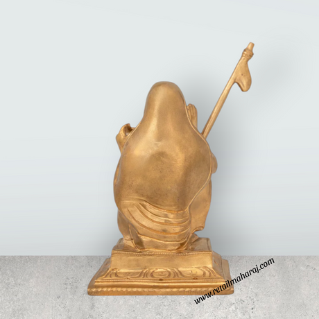 Maha Periyava Statue Sitting On Base - 5.5 x 3.75 Inches | Panchaloha Statue / Periyava Idol for Pooja & Worship - Retail Maharaj