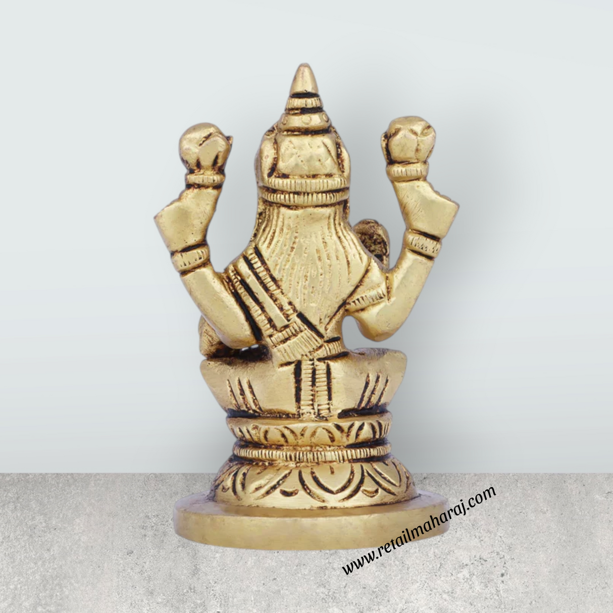 Laxmi Idol - 3 x 2 Inches | Antique Brass Idol/ Lakshmi Idol/ Lakshmi Murti for Pooja/ 280 Gms Approx - Retail Maharaj