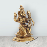 Lakshmi Narasimha Idol - 4.5 x 3 Inches | Lakshmi Narasimha Vigraham/ Antique Brass Idol for Pooja/ 700 Gms - Retail Maharaj