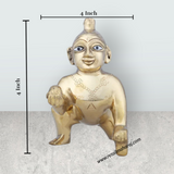 Crawling Krishna Murti - 4 x 4 Inches | Antique Brass Idol/ Crawling Krishna Idol for Pooja/ 400 Gms Approx - Retail Maharaj