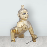 Crawling Krishna Murti - 4 x 4 Inches | Antique Brass Idol/ Crawling Krishna Idol for Pooja/ 400 Gms Approx - Retail Maharaj