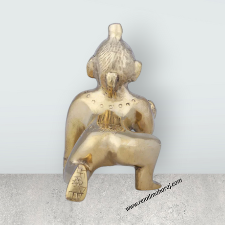 Crawling Krishna Murti - 4 x 4 Inches | Antique Brass Idol/ Crawling Krishna Idol for Pooja/ 400 Gms Approx - Retail Maharaj