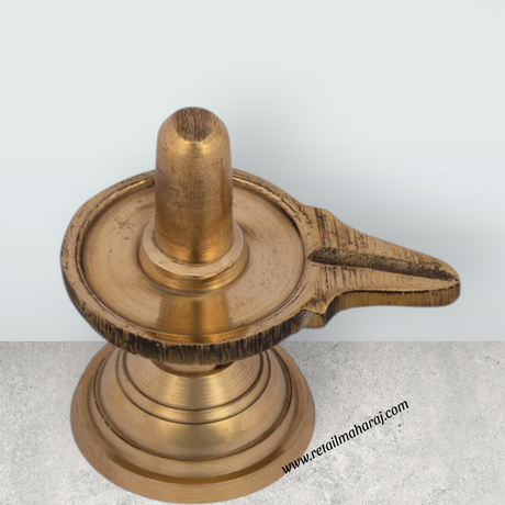 Brass Shivling Idol - 2 x 1.75 Inches | Shiva Lingam Statue for Pooja/ 45 Gms Approx - Retail Maharaj