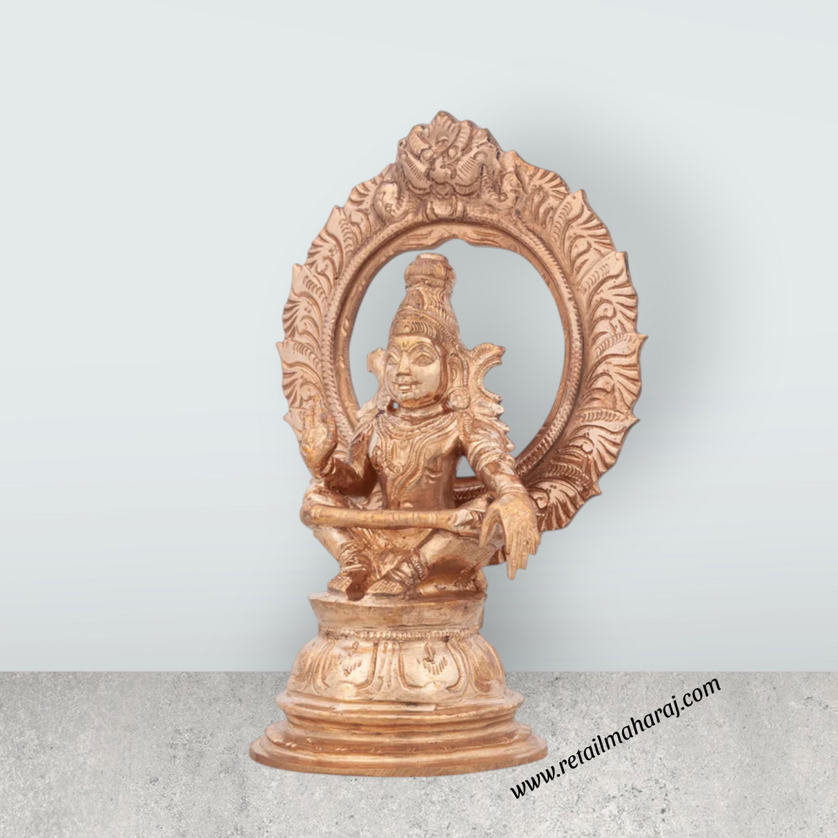 Ayyappan Statue With Arch - 6 x 4.5 Inches | Panchaloha Statue/ Ayyappa Idol for Pooja/ 800 Gms Approx - Retail Maharaj