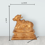 Nandi With Base Murti - 5 x 5.5 Inches | Panchaloha Idol / Nandi Bhagwan / Nandhi Statue for Pooja - Retail Maharaj