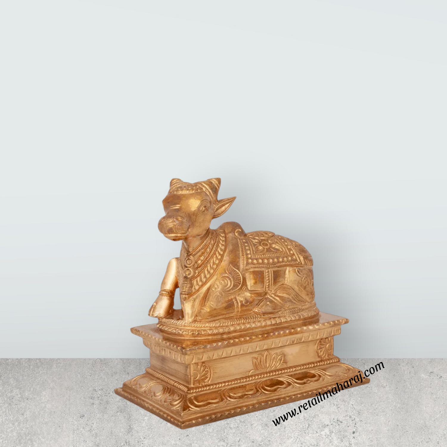 Nandi With Base Murti - 5 x 5.5 Inches | Panchaloha Idol / Nandi Bhagwan / Nandhi Statue for Pooja - Retail Maharaj