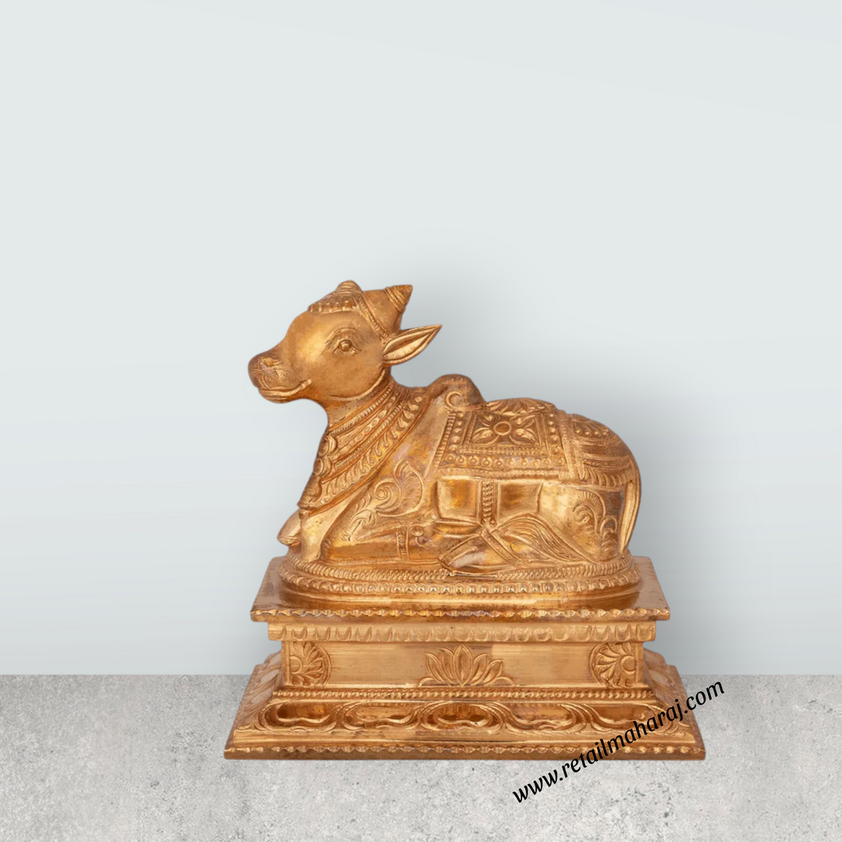 Nandi With Base Murti - 5 x 5.5 Inches | Panchaloha Idol / Nandi Bhagwan / Nandhi Statue for Pooja - Retail Maharaj