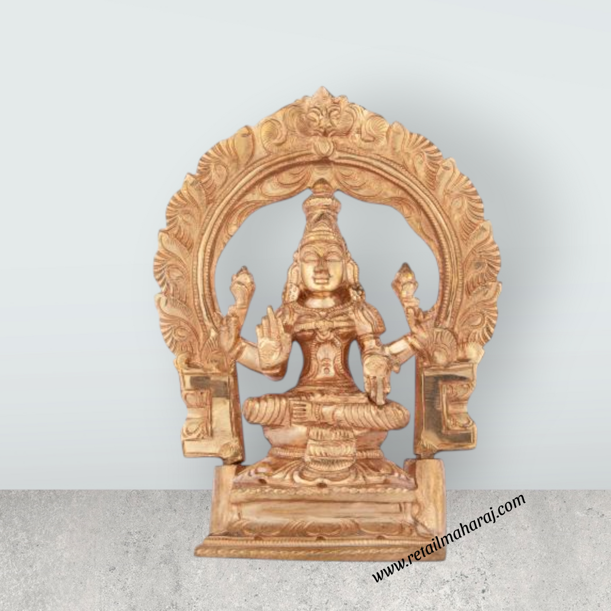 Laxmi Murti with Arch - 6 Inches | Lakshmi Idol/ Panchaloha Statue/ Lakshmi Murti for Pooja/ 900 Gms Approx - Retail Maharaj