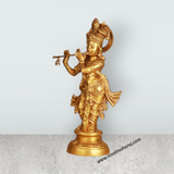 Krishnan Statue - 22 x 6.5 Inches | Brass Idol/ Krishna Idol/ Lord Krishna Standing/ Krishna Murti for Pooja - Retail Maharaj