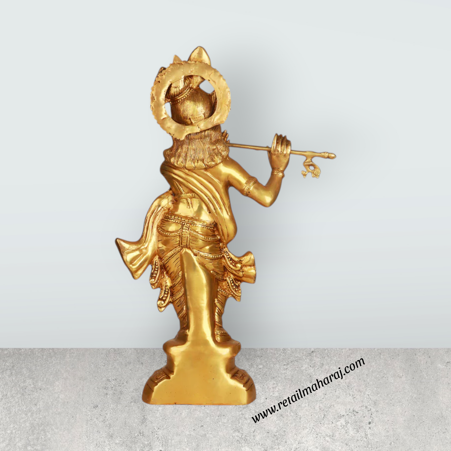 Krishnan Statue - 22 x 6.5 Inches | Brass Idol/ Krishna Idol/ Lord Krishna Standing/ Krishna Murti for Pooja - Retail Maharaj