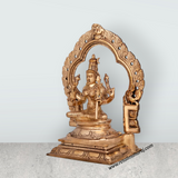Kamakshi Sitting on Base With Arch Murti - 4.5 x 3.25 Inches | Panchaloha Statue / Kamatchi Amman Idol for Pooja - Retail Maharaj