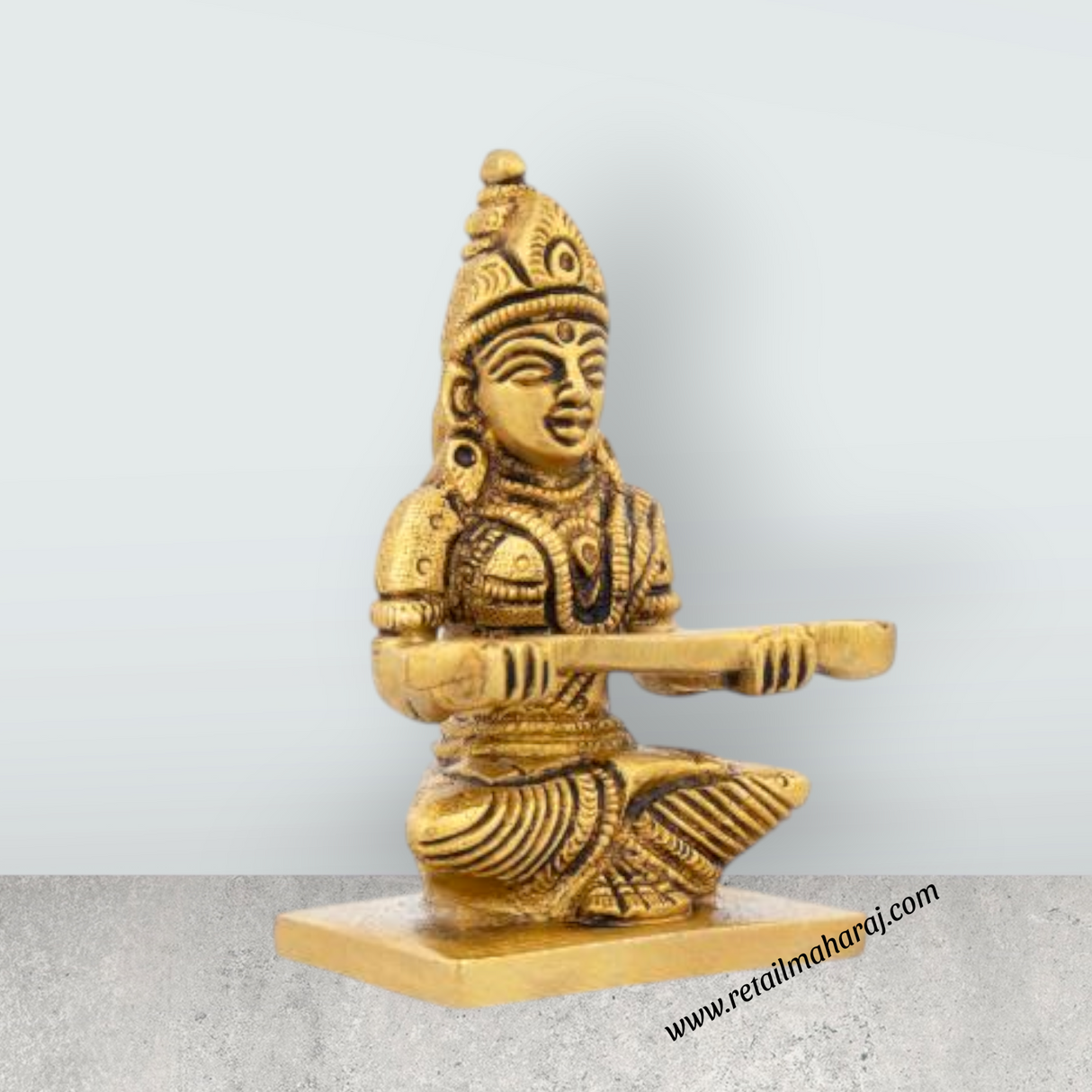 Annapuran Devi Murti - 4 x 2.5 Inches | Brass Idol/ Annapoorani Statue/ Annapurna Idol for Pooja - Retail Maharaj