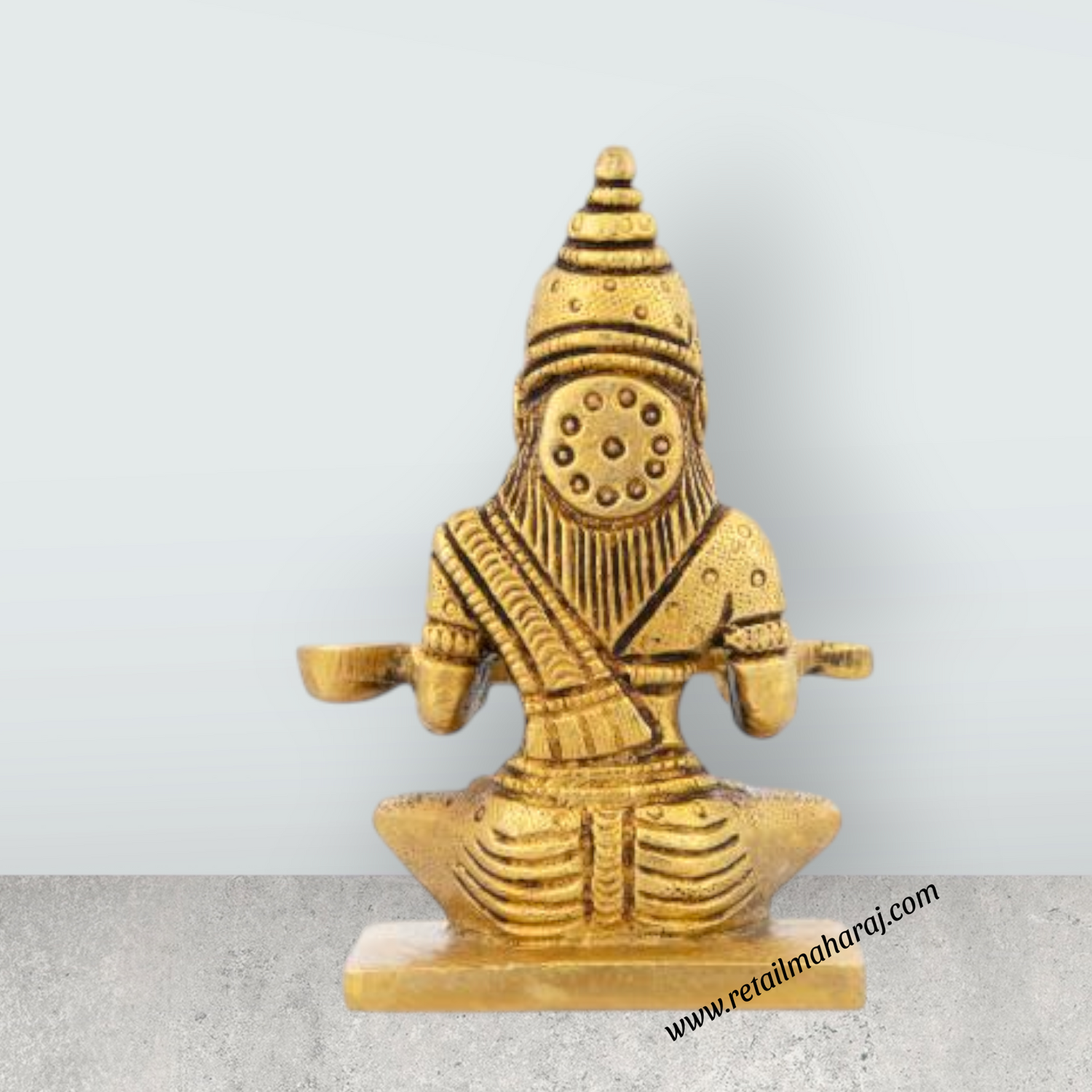 Annapuran Devi Murti - 4 x 2.5 Inches | Brass Idol/ Annapoorani Statue/ Annapurna Idol for Pooja - Retail Maharaj