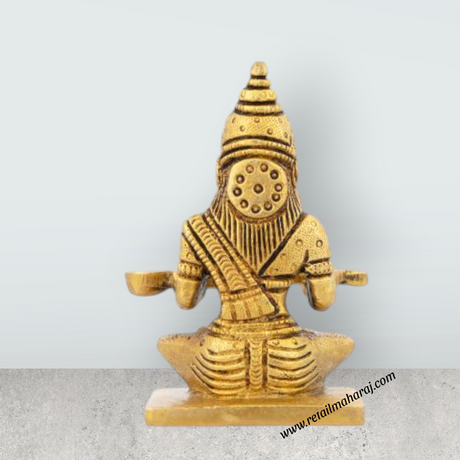 Annapuran Devi Murti - 4 x 2.5 Inches | Brass Idol/ Annapoorani Statue/ Annapurna Idol for Pooja - Retail Maharaj