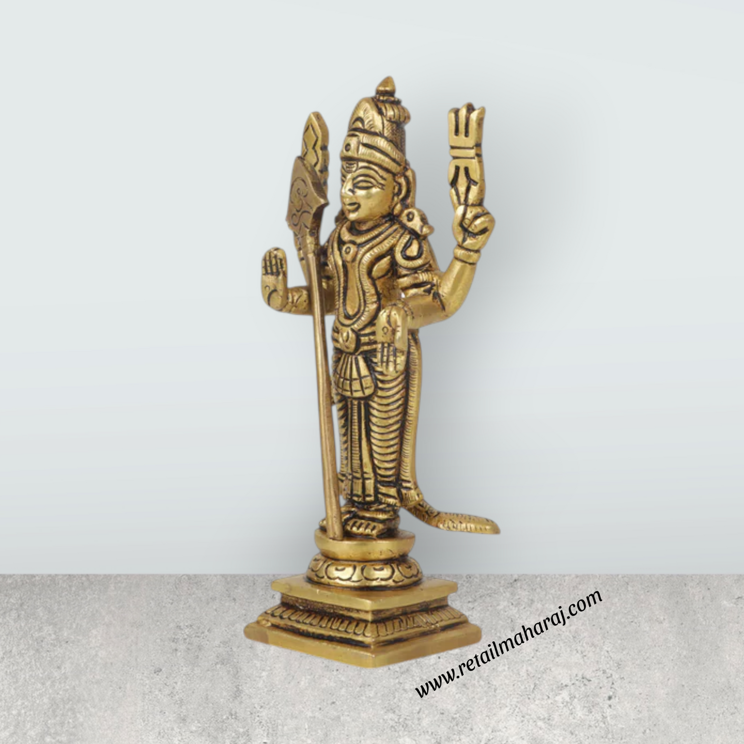 Murugan Statue – Antique Finish Murugan Idol / Murugan Silai for Pooja (6 Inches | Approx. 780 g) - Retail Maharaj