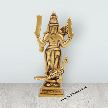 Murugan Statue – Antique Finish Murugan Idol / Murugan Silai for Pooja (6 Inches | Approx. 780 g) - Retail Maharaj