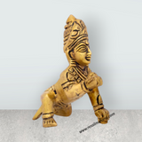Krishnan Statue - 3.5 x 2.75 Inches | Brass Statue/ Crawling Krishna Idol for Pooja/ 335 Gms Approx - Retail Maharaj