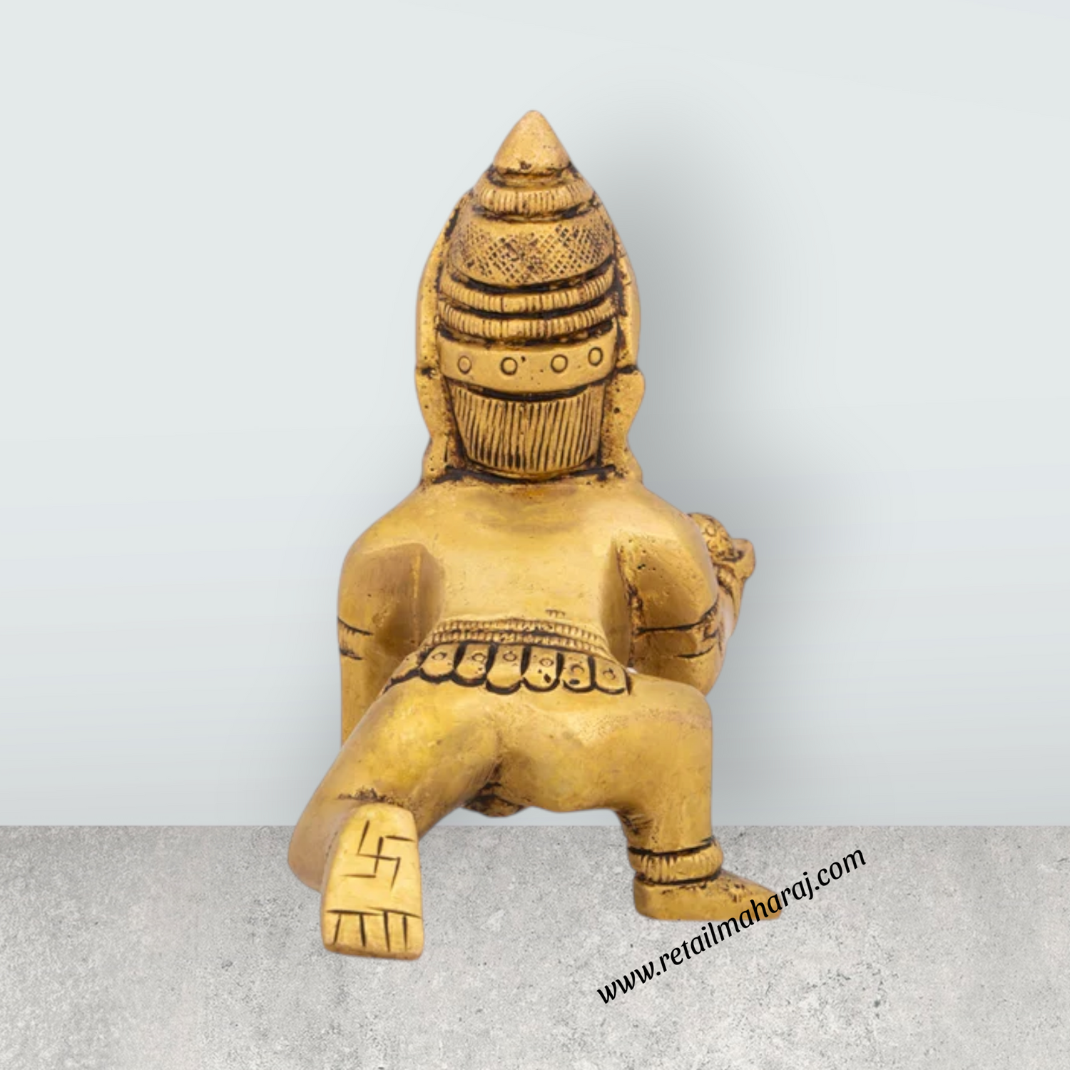 Krishnan Statue - 3.5 x 2.75 Inches | Brass Statue/ Crawling Krishna Idol for Pooja/ 335 Gms Approx - Retail Maharaj