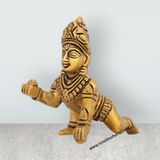 Krishnan Statue - 3.5 x 2.75 Inches | Brass Statue/ Crawling Krishna Idol for Pooja/ 335 Gms Approx - Retail Maharaj