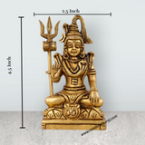 Shiva Statue With Base - 4.5 x 2.5 Inches | Antique Brass Idol/ Sitting Shiv Murti for Pooja/ 495 Gms Approx - Retail Maharaj