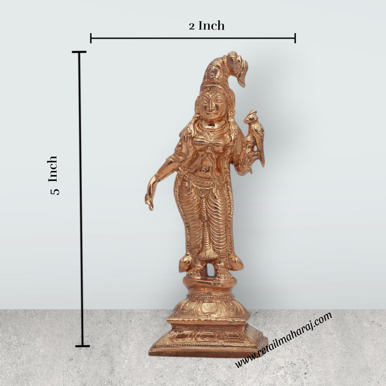 Andal Statue - 5 Inches | Panchaloha Statue/ Goda Devi Vigraham for Pooja/ 330 Gms Approx - Retail Maharaj