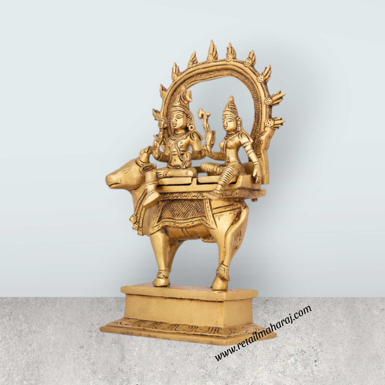 Shiv Parivar Murti - 9.5 x 5 Inches | Antique Brass Idol/ Shiv Parvati Murti for Pooja/ 2.100 Kgs Approx - Retail Maharaj