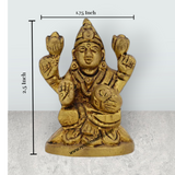 Lakshmi Idol Sitting On Flower Base - 2.5 x 1.75 Inches | Antique Brass Idol / Laxmi Idol for Pooja - Retail Maharaj
