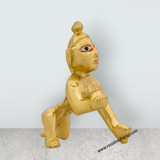 Crawling Krishna Idol - 2.5 x 1.75 Inches | Gold Polish Krishna Murti/ Krishna Statue for Pooja - Retail Maharaj